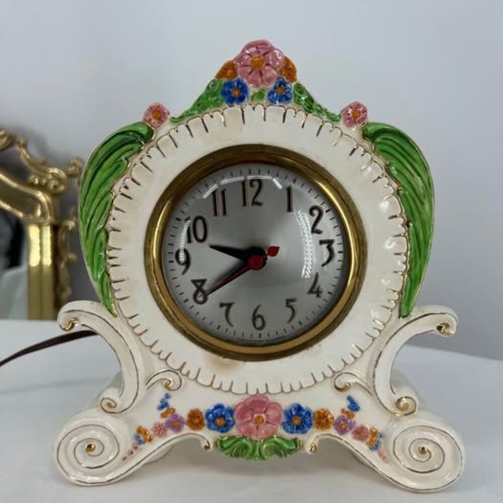 Vintage Sessions Ceramic Floral Mantel Clock not working